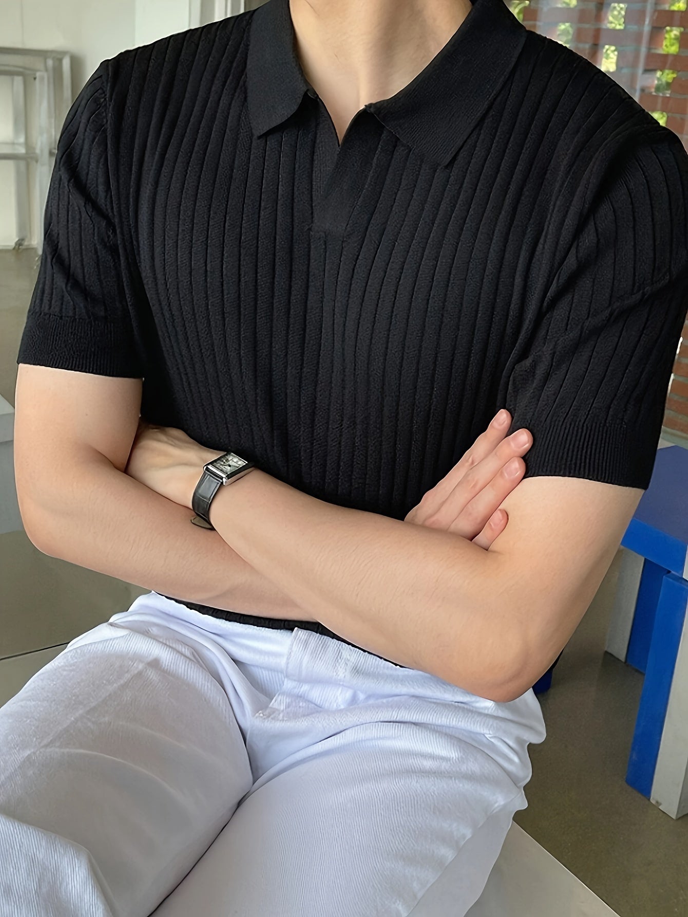 Camisa polo masculina slim fit - manga curta