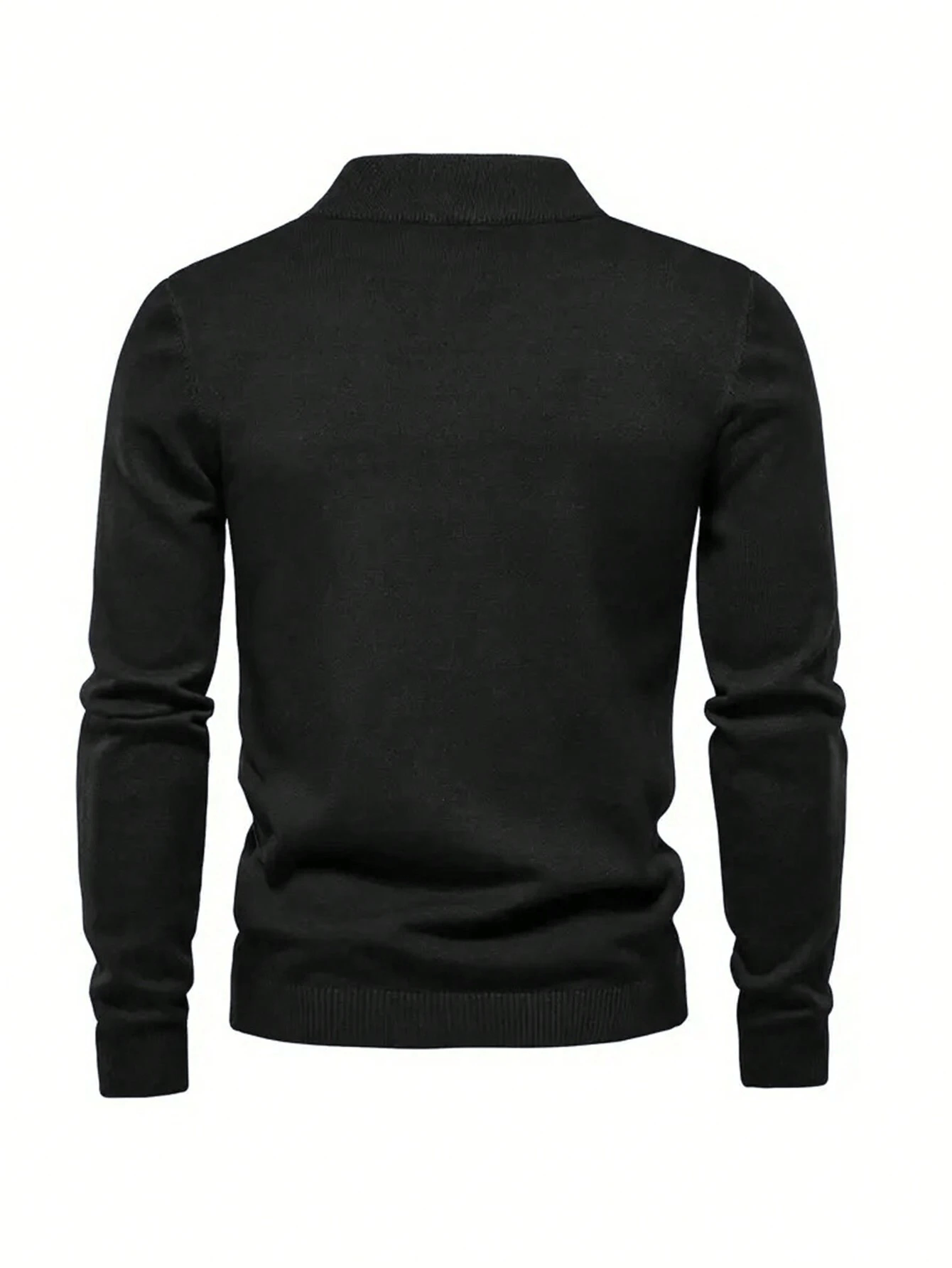 Suéter de malha gola alta de cor sólida masculina outono e inverno
