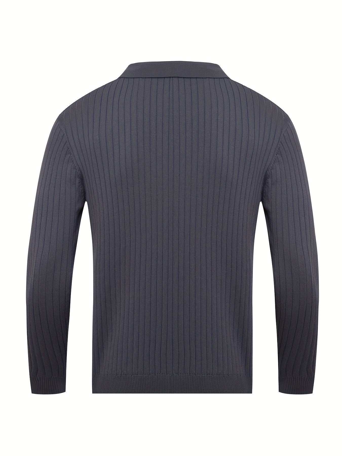 Camisa de malha suéter masculino casual com lapela e decote em V