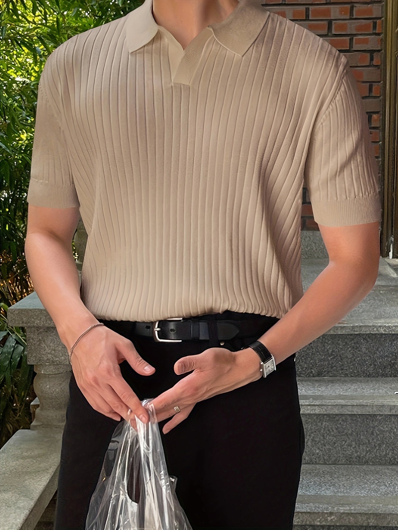 Camisa polo masculina slim fit - manga curta