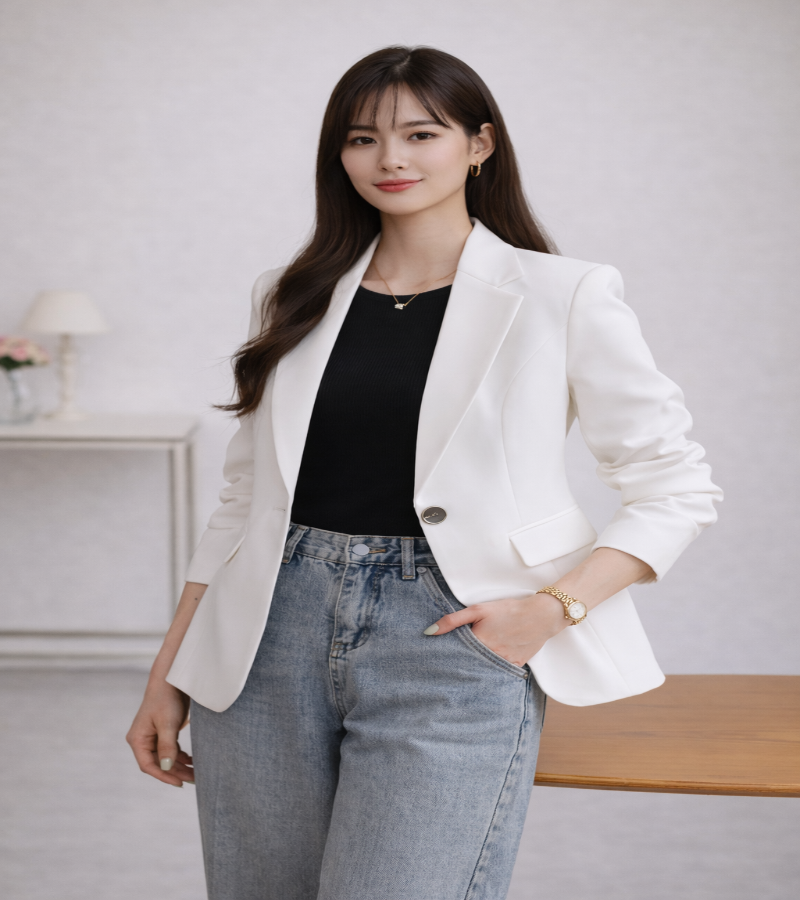 Terno Feminino de Manga Longa – Elegância Atemporal em Corte Clássico