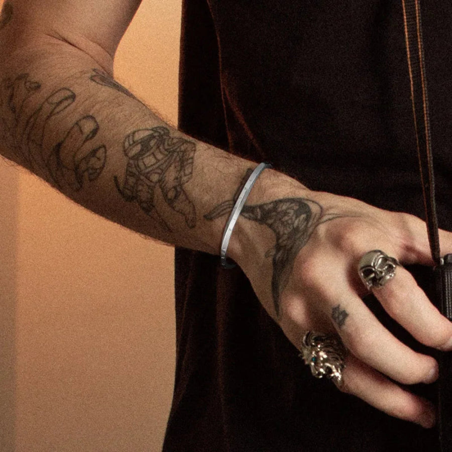 Pulseira Masculina Vintage em Aço Inoxidável – Estilo Coreano Minimalista