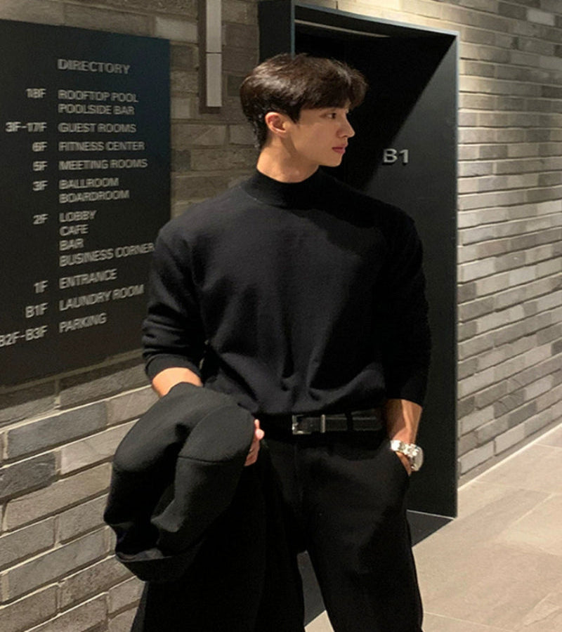 Suéter Masculino Gola Alta Coreana - Look Seoul Urbano