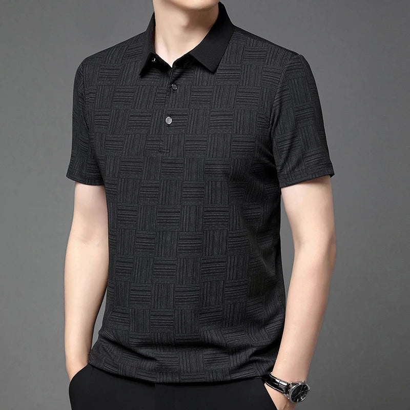 Camisa polo masculina casual de manga curta