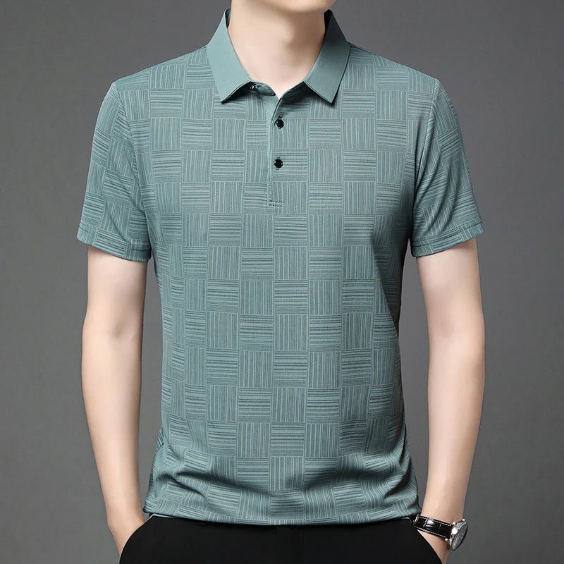 Camisa polo masculina casual de manga curta