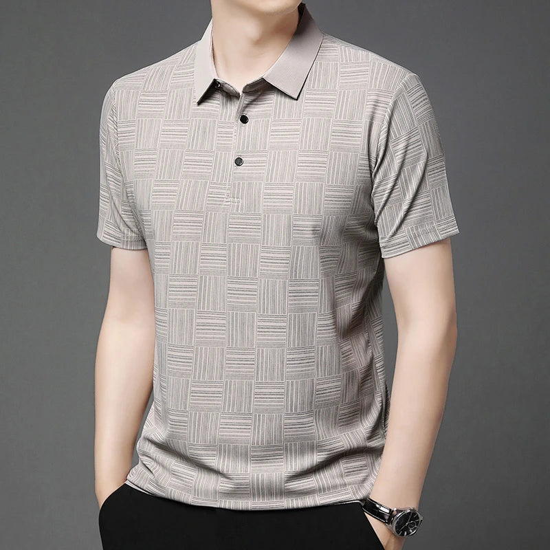 Camisa polo masculina casual de manga curta