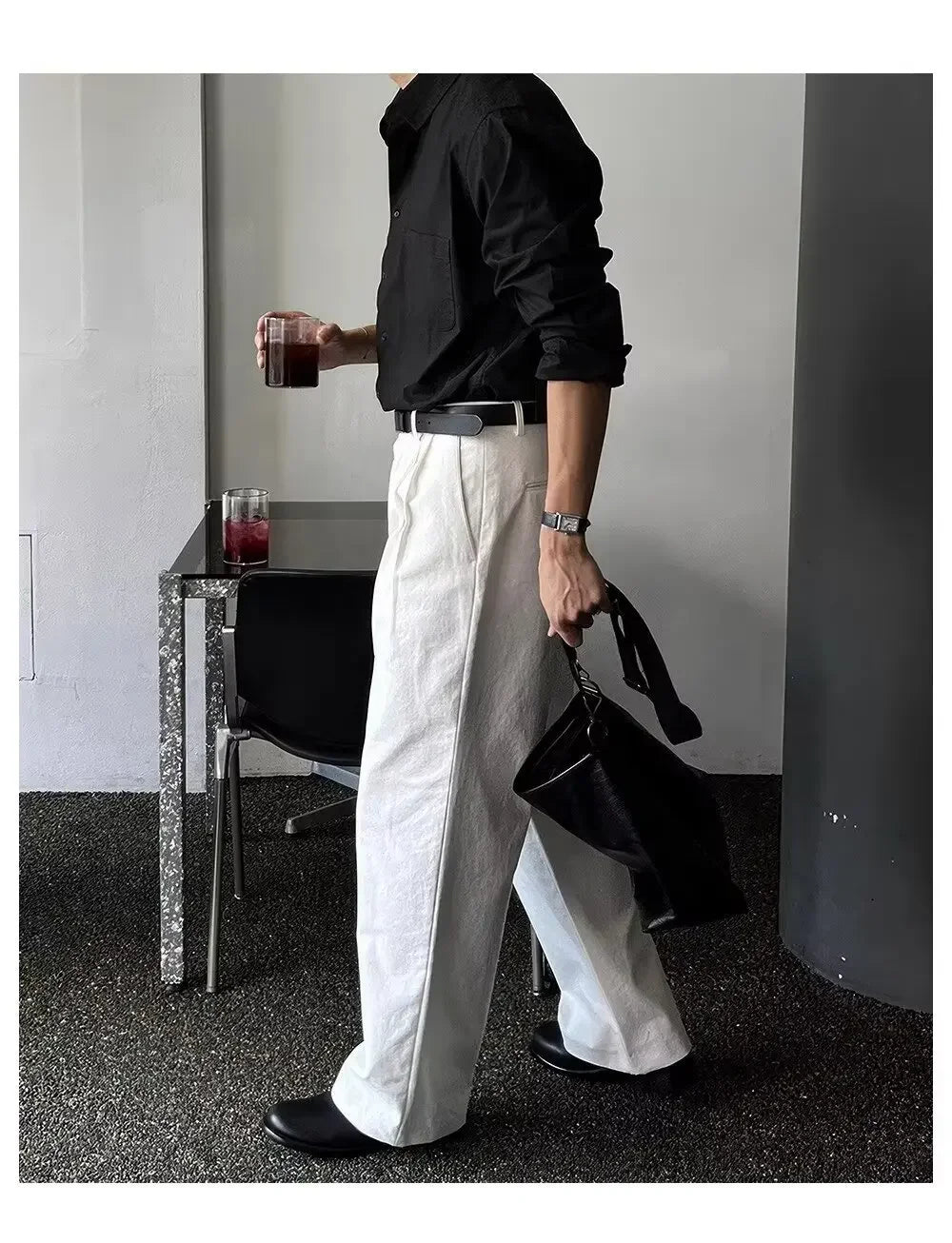 Camisa Masculina Coreana de Manga Longa com Pregas - Look Seoul Chic