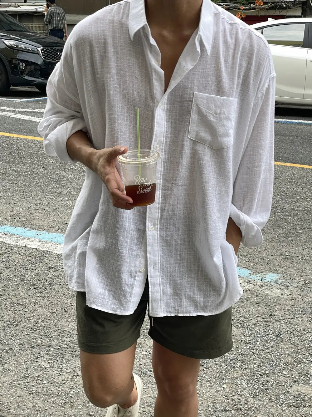 Camisa Masculina Coreana de Linho Leve - Look Seoul Verão