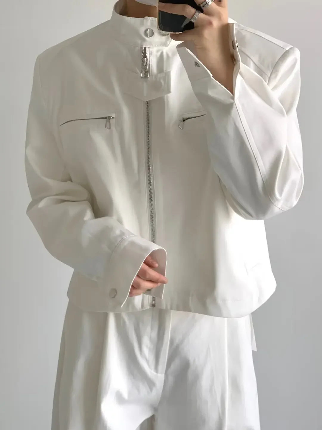 Jaqueta cortada moda coreana