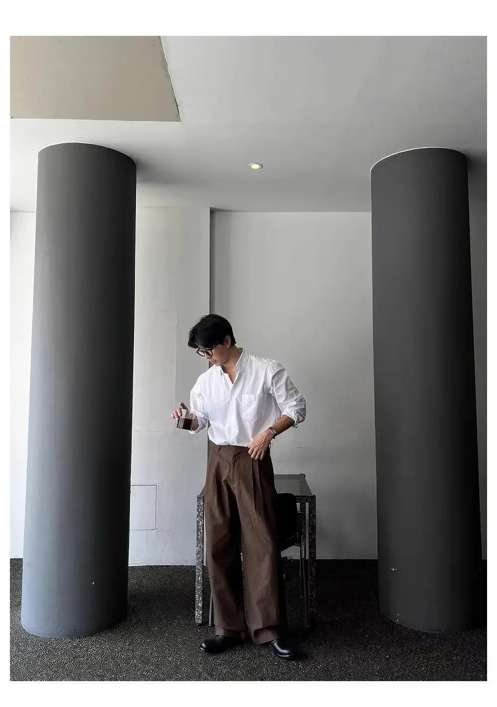Camisa Masculina Coreana de Manga Longa com Pregas - Look Seoul Chic
