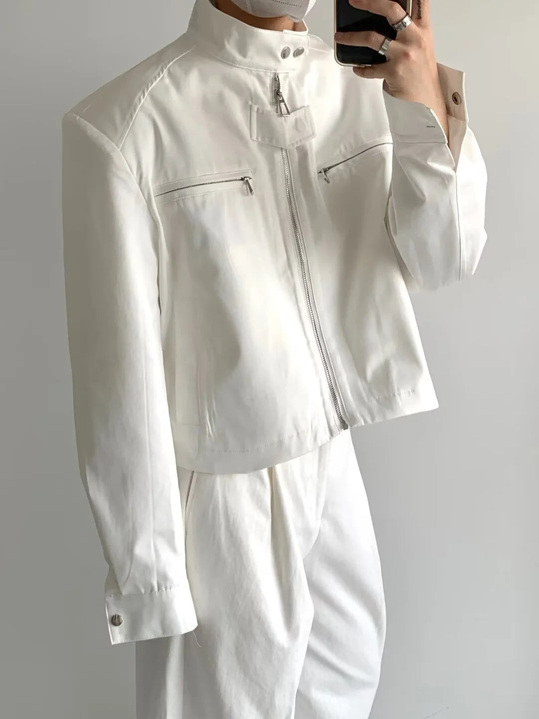 Jaqueta cortada moda coreana