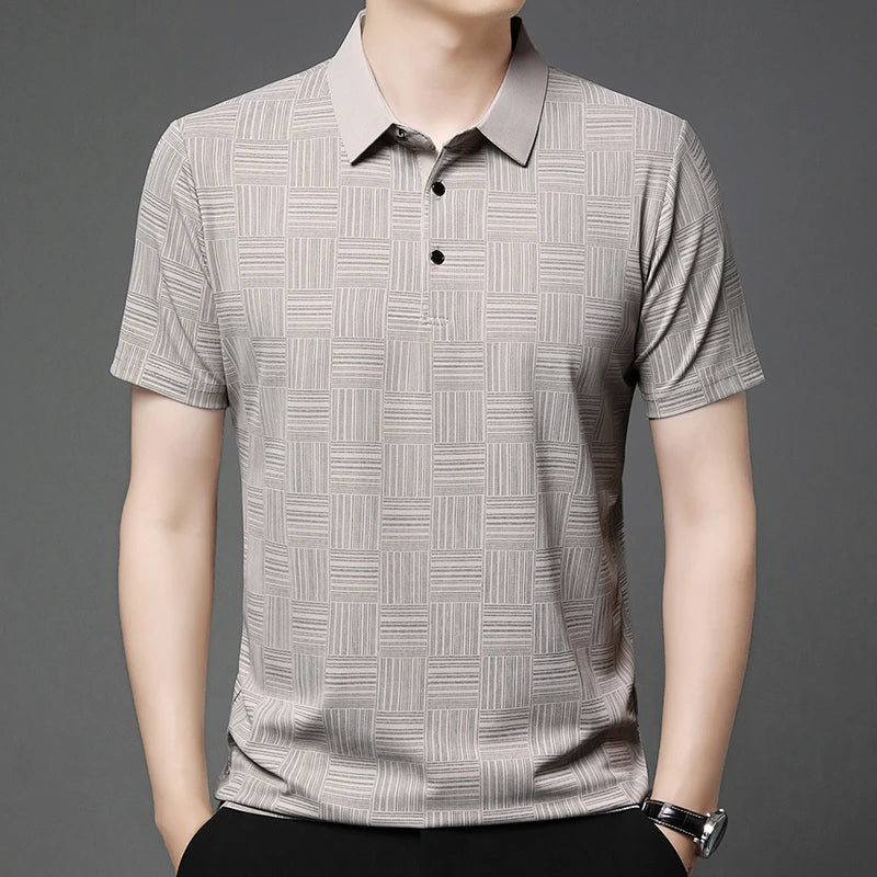 Camisa polo masculina casual de manga curta