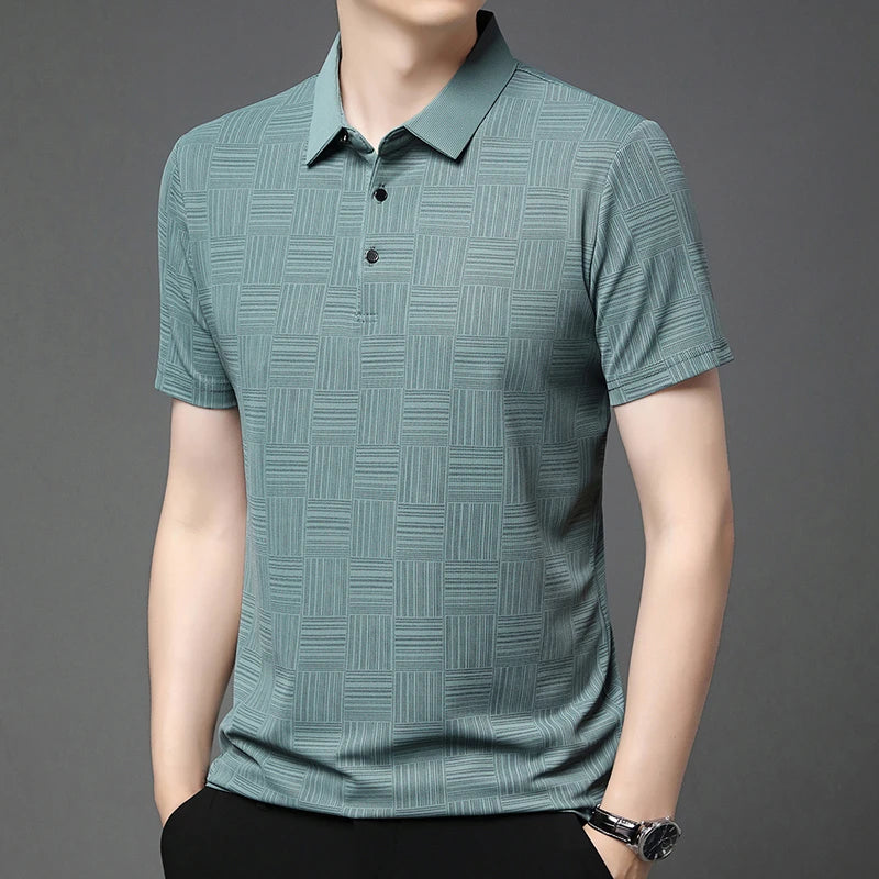 Camisa polo masculina casual de manga curta