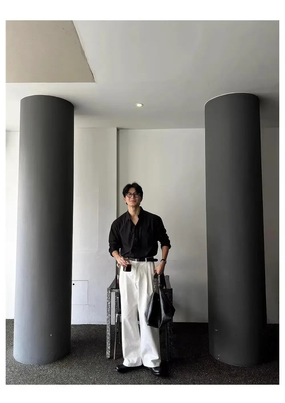 Camisa Masculina Coreana de Manga Longa com Pregas - Look Seoul Chic