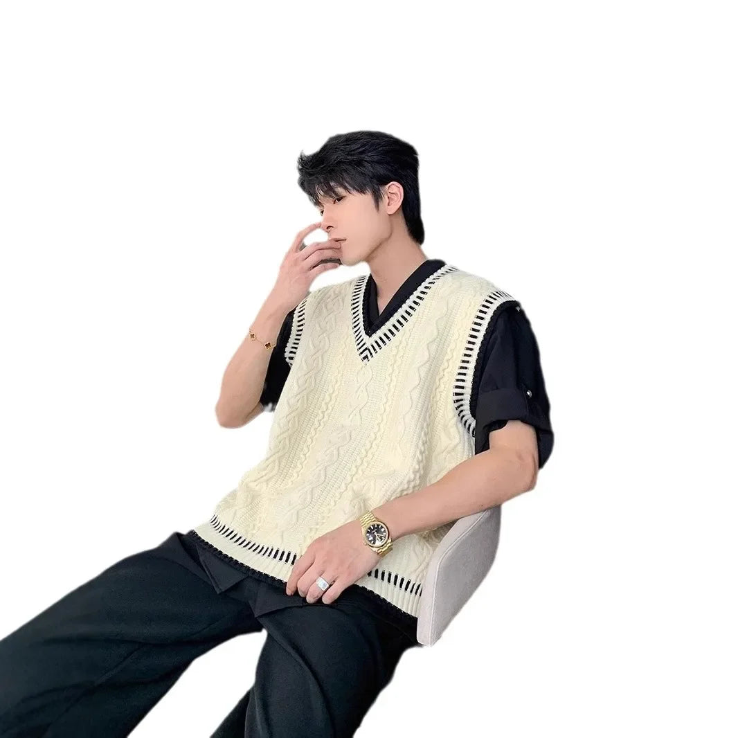 Colete suéter masculino casual decote em V