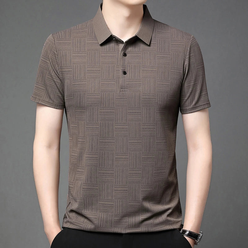 Camisa polo masculina casual de manga curta