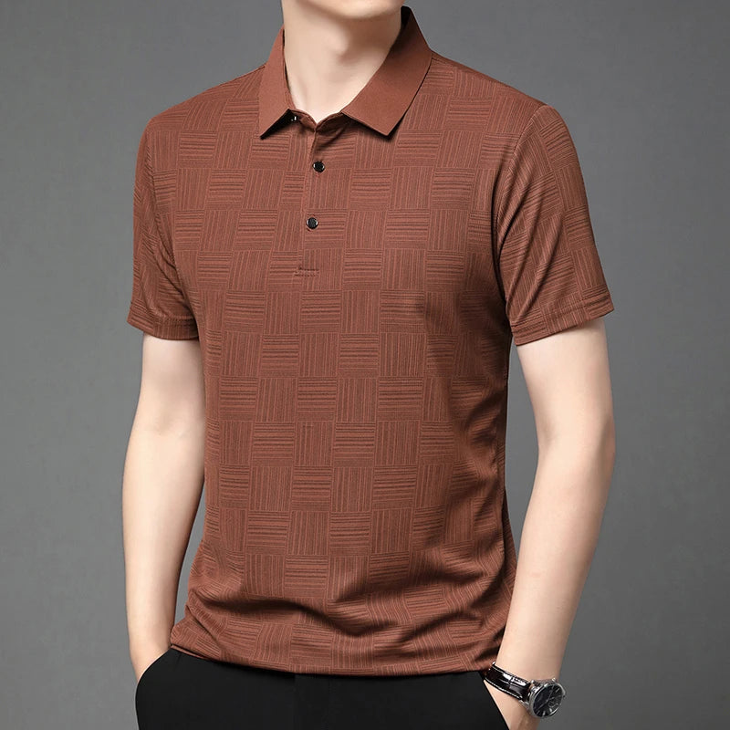 Camisa polo masculina casual de manga curta