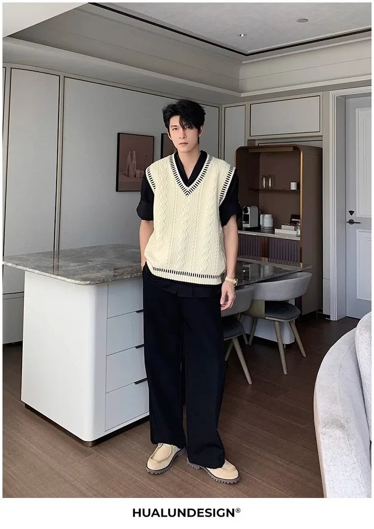 Colete suéter masculino casual decote em V