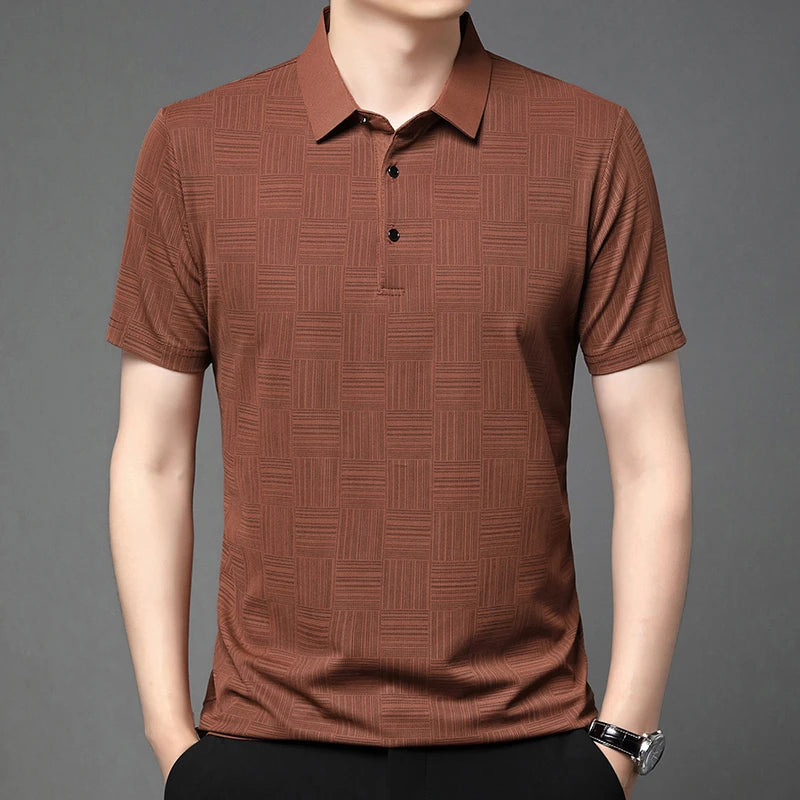 Camisa polo masculina casual de manga curta
