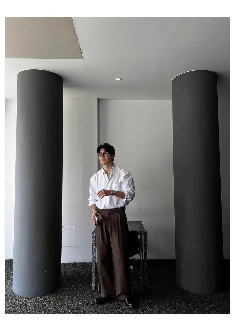 Camisa Masculina Coreana de Manga Longa com Pregas - Look Seoul Chic