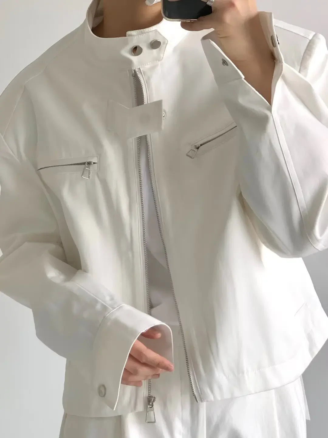 Jaqueta cortada moda coreana
