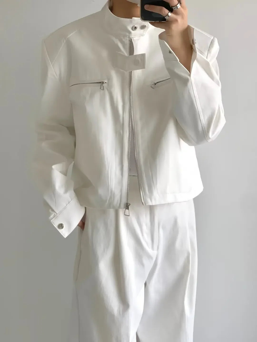 Jaqueta cortada moda coreana