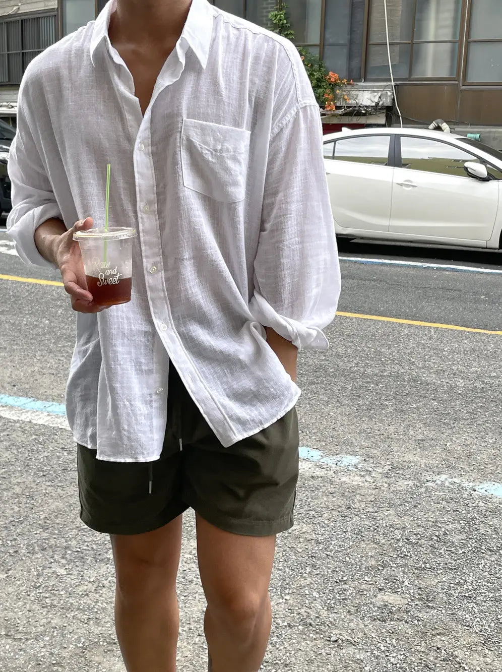 Camisa Masculina Coreana de Linho Leve - Look Seoul Verão