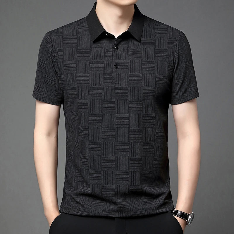 Camisa polo masculina casual de manga curta