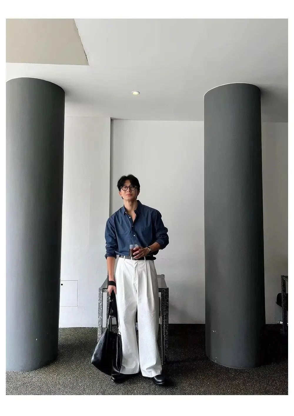 Camisa Masculina Coreana de Manga Longa com Pregas - Look Seoul Chic