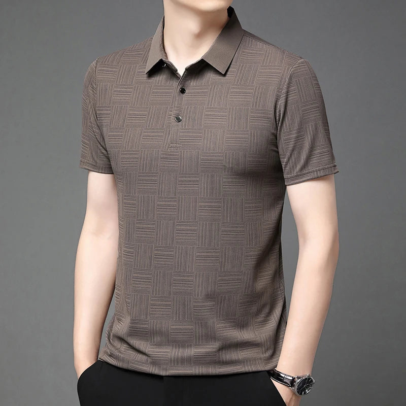 Camisa polo masculina casual de manga curta