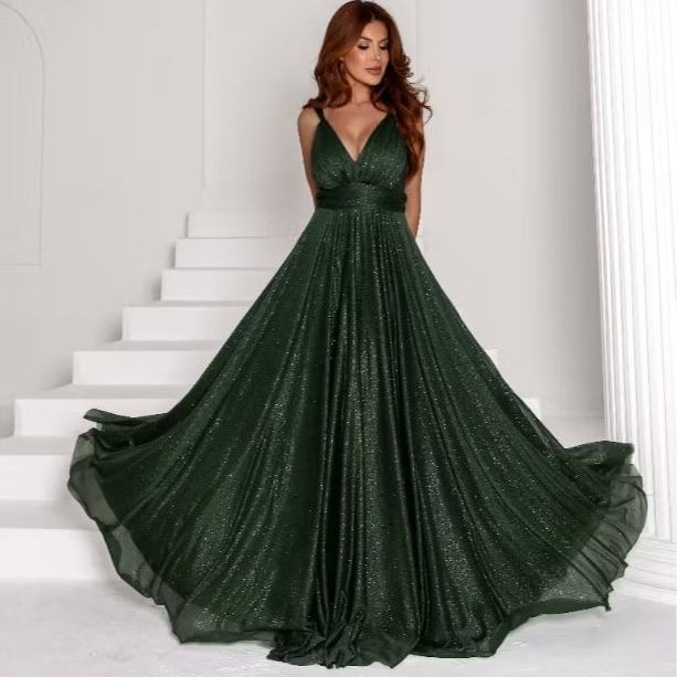 Vestido de Festa Longo Azul Marino Tecido Tuli com Brilho Festas/Foormatura Possoi Bojo,Ziper,Forro Veste M 38-40 G40-42