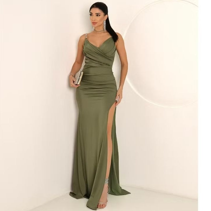 Vestido Longo de Festa para Casamento Madrinha,luxo Elegante maravilhoso nas costas con Ziper M,G