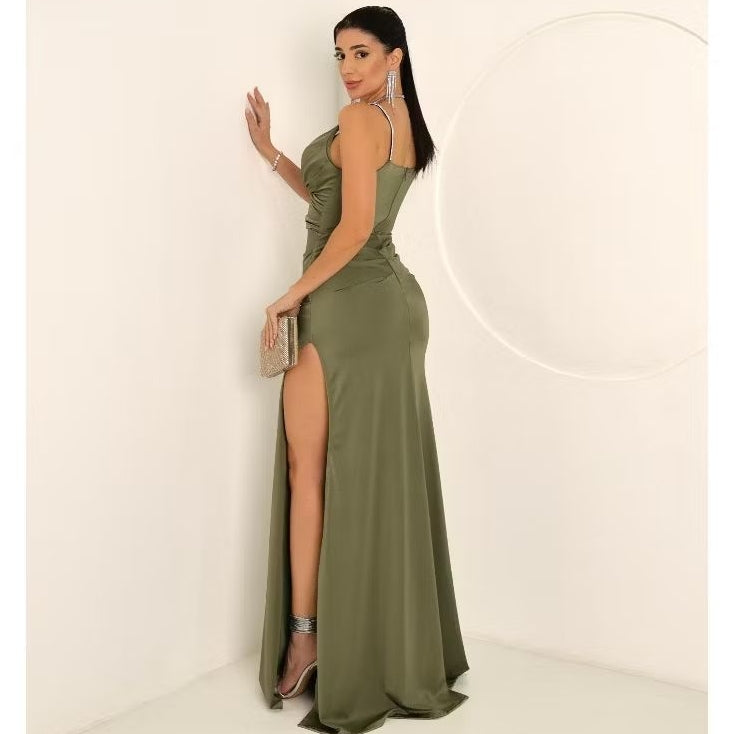 Vestido Longo de Festa para Casamento Madrinha,luxo Elegante maravilhoso nas costas con Ziper M,G