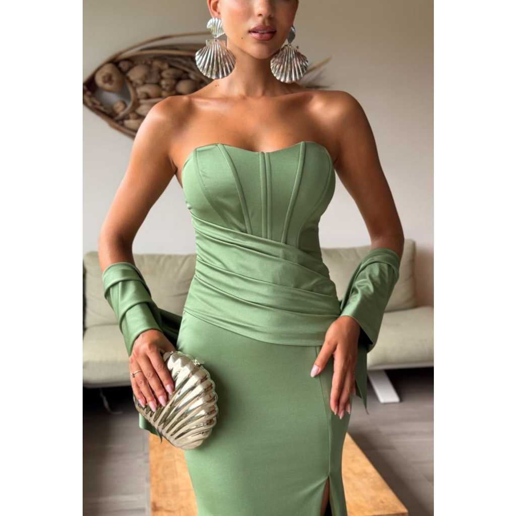 Vestido Longo Festa Formal Feminino Modelo Sereia Com Mini Capa em Tecido Malha Trilobal Tam P ,M ,G