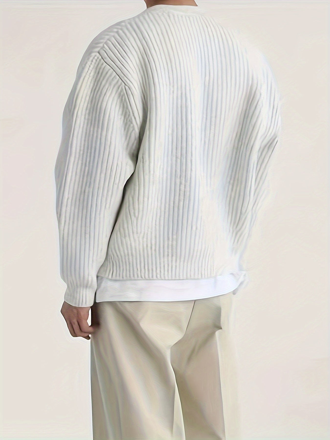 Cardigan elegante de malha solta e sólida casual