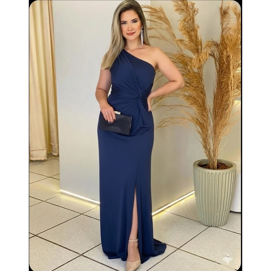 Vestido luxo elegante longo nozinho ombro só festa casamento e formatura