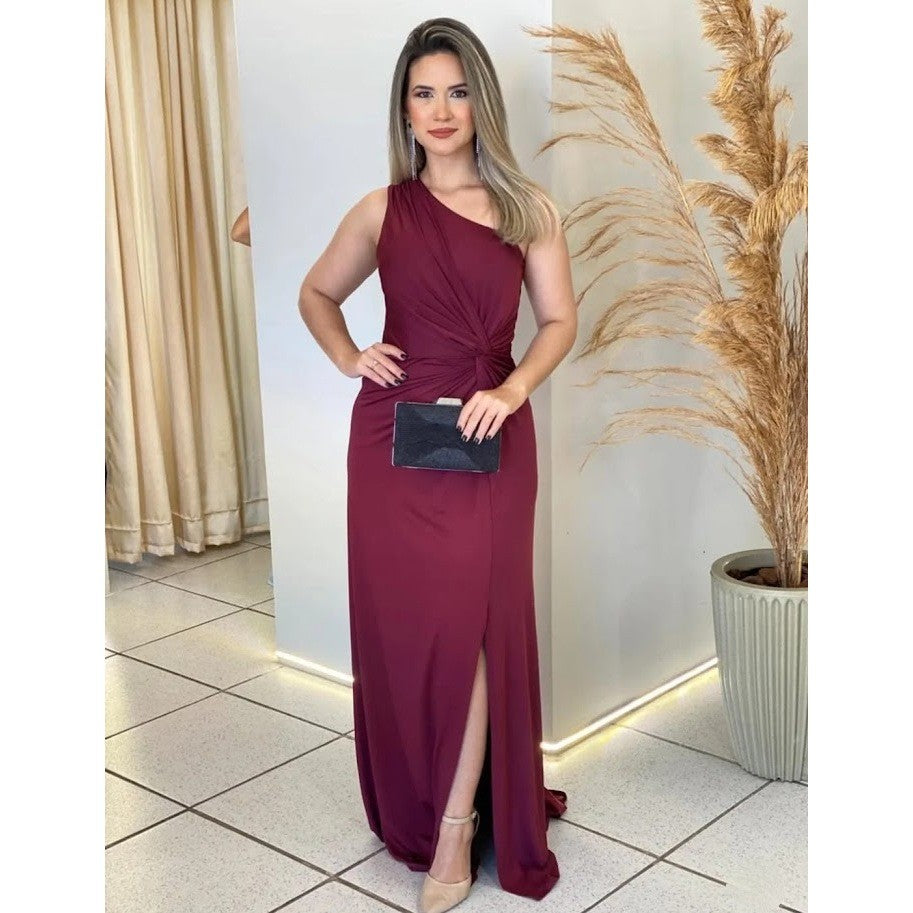 Vestido luxo elegante longo nozinho ombro só festa casamento e formatura