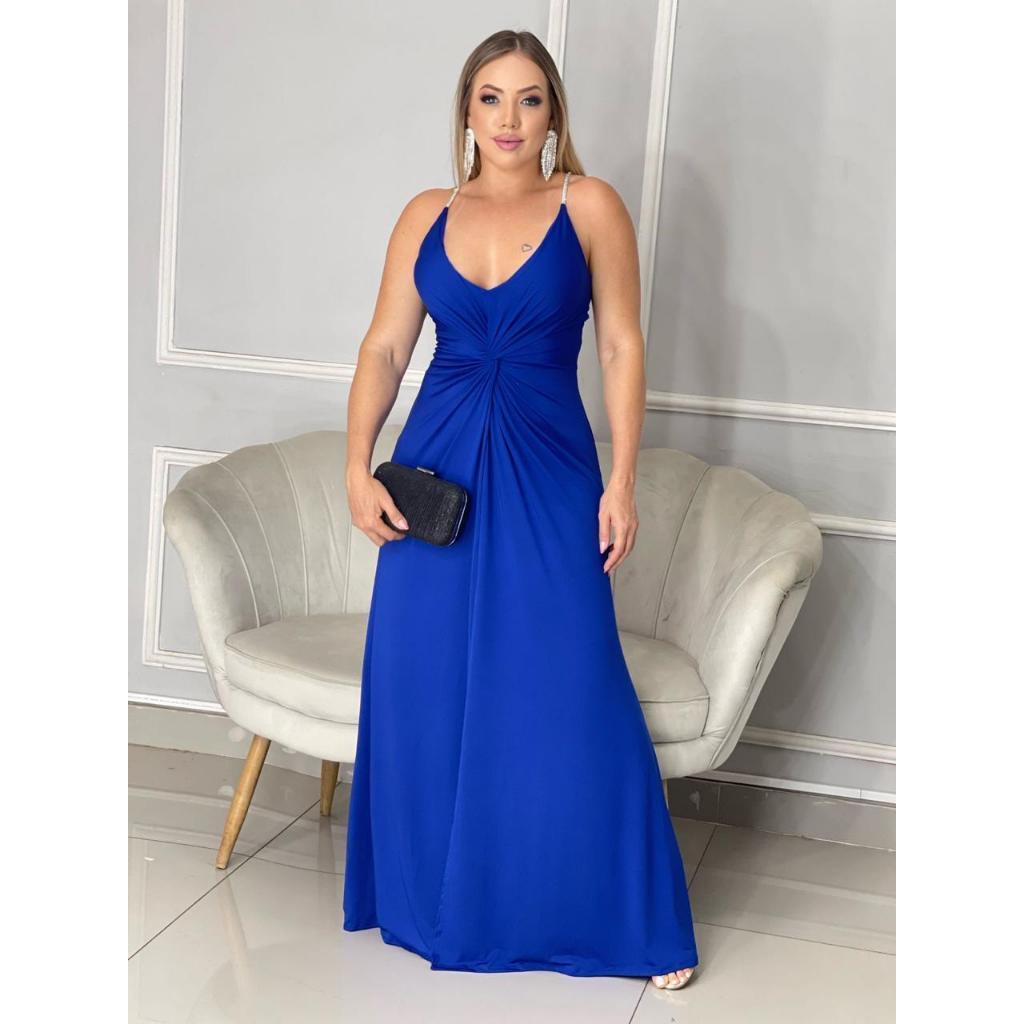 Vestido Feminino Longo festa convidada leve com alças