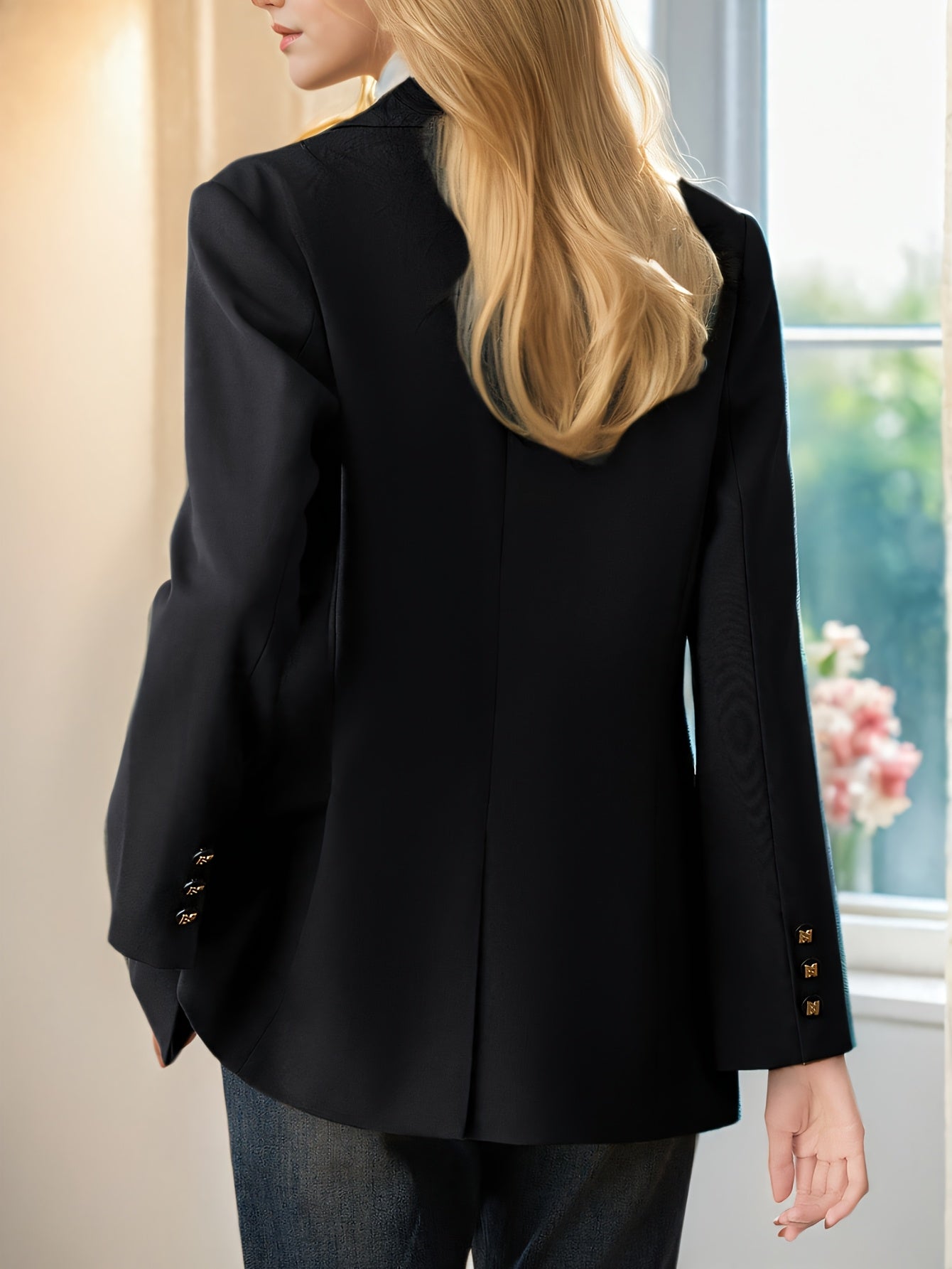 Blazer elegante feminino - ajuste fino chique, manga longa