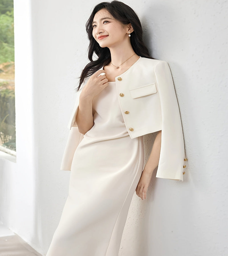 Look “Essência Urbana” – Casaco Leve de Abotoamento Simples com Bolsos de Aba