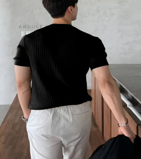 Camisa de Malha Manga Curta – Estilo Coreano