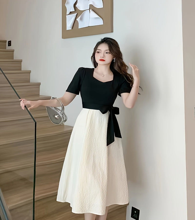Vestido com Laço - Look Coreano de Primavera