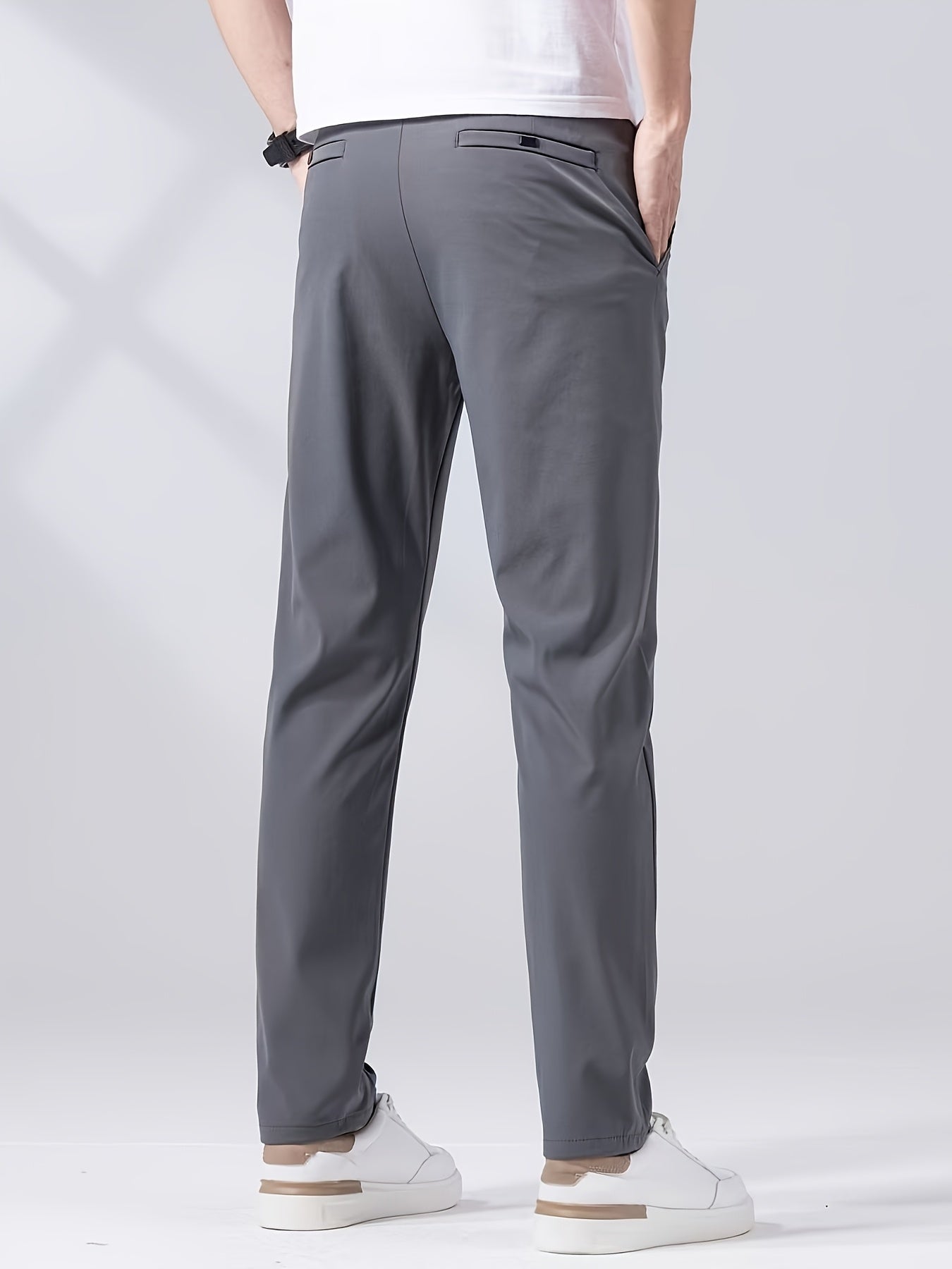 Calça casual leve, confortáveis, de perna reta