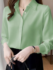 Camisa de manga comprida de chiffon
