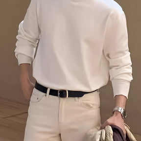 Suéter de malha gola alta de cor sólida masculina outono e inverno