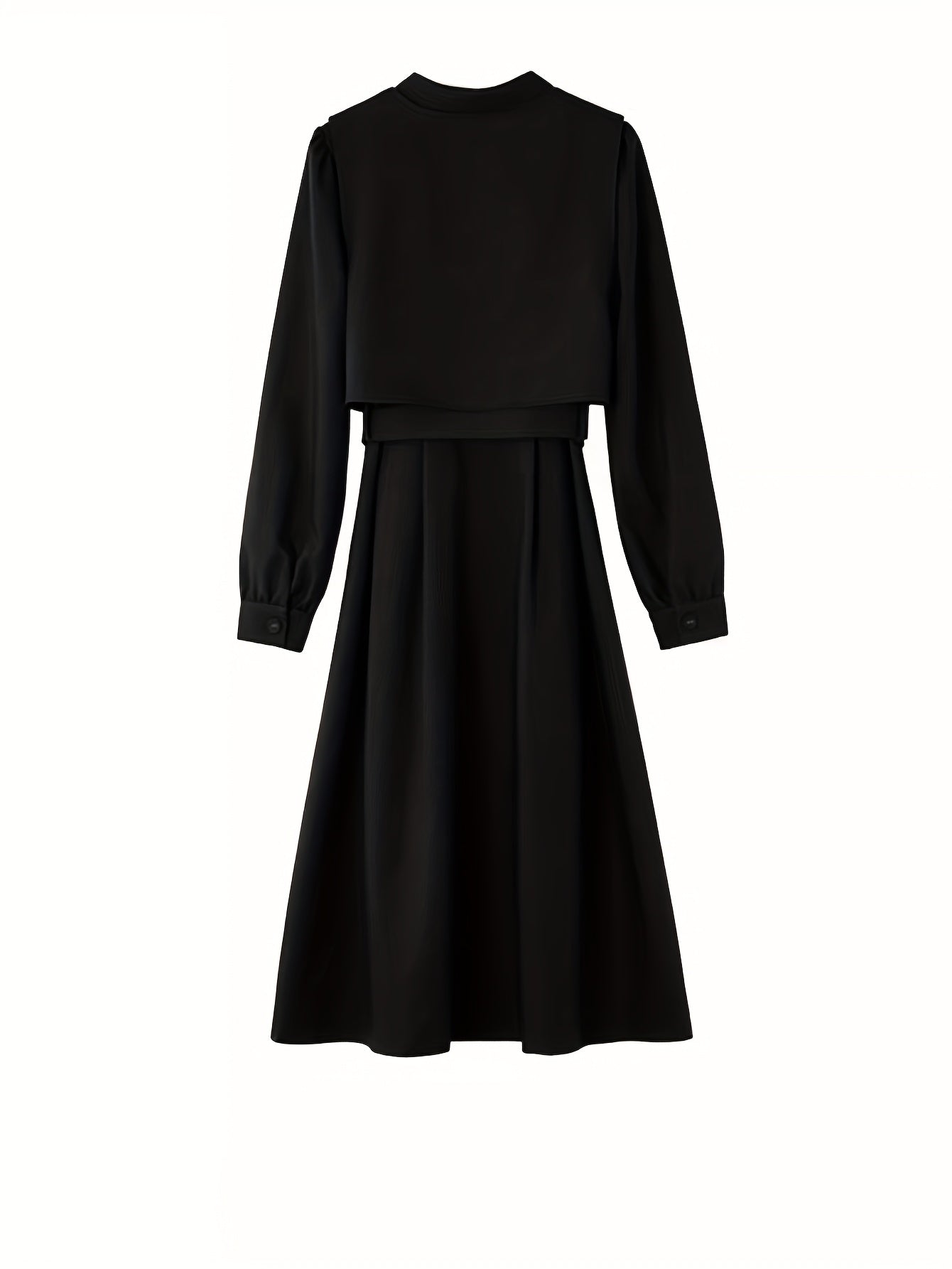 Conjunto elegante de duas peças - Vestido de manga comprida com bainha assimétrica e camisa