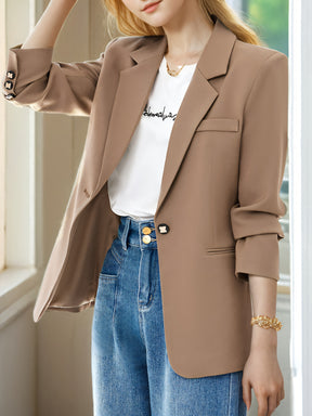 Blazer elegante feminino - ajuste fino chique, manga longa