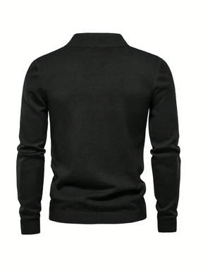 Suéter de malha gola alta de cor sólida masculina outono e inverno
