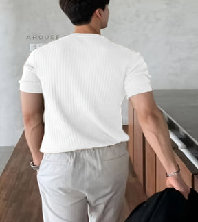 Camisa de Malha Manga Curta – Estilo Coreano