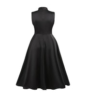 Look Quando telefone toca – Vestido midi preto com gola de laço